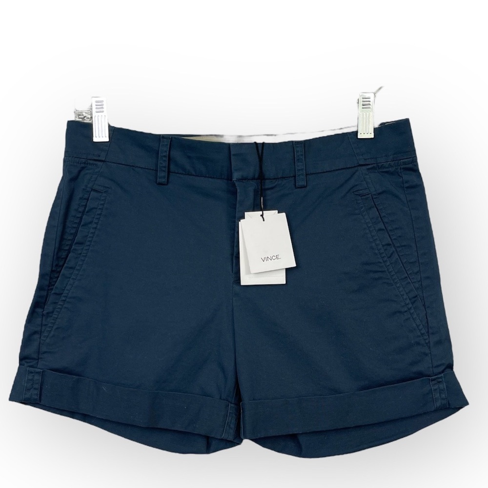 Vince Rolled Cuffed Chino Shorts Blue NWT Classic Preppy Women’s Size 2 - Picture 4 of 15